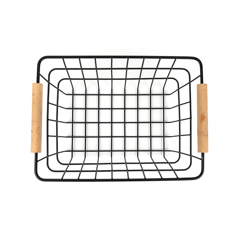 Trådförvaringskorgar med trähandtag för kök och skafferi