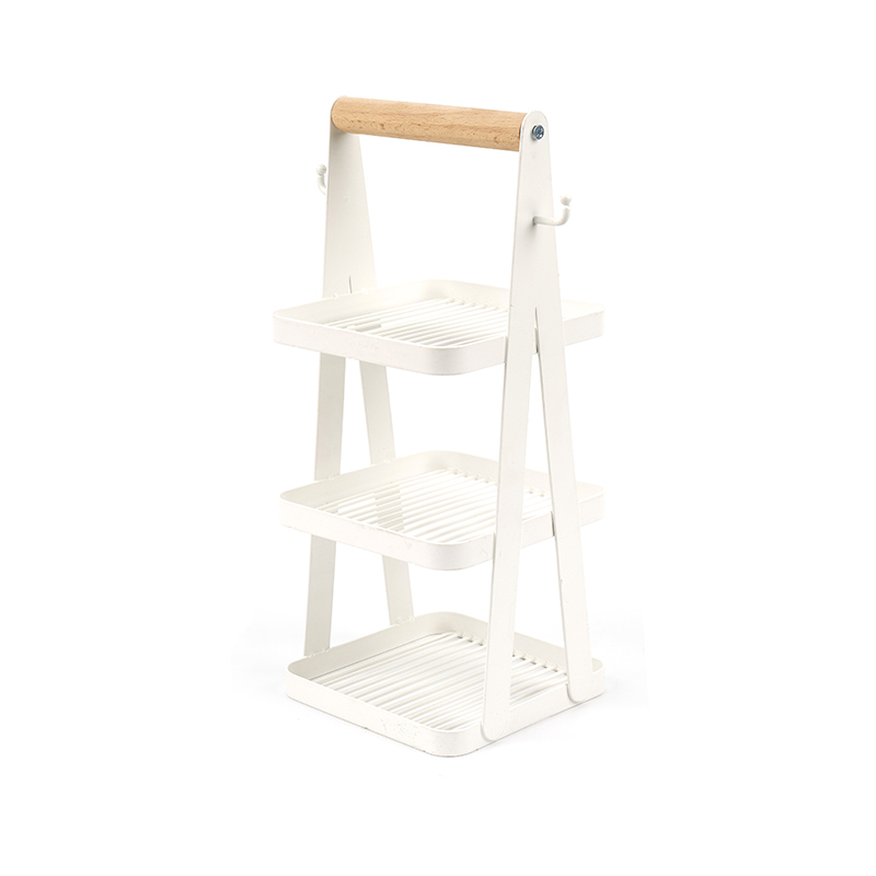 bärbar förvaringskorg 3 lagers trähandtag