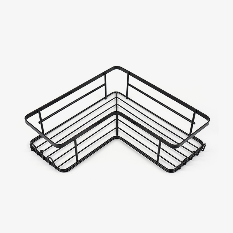 Svart hörndusch Caddy Väggmonterad rostfritt stål