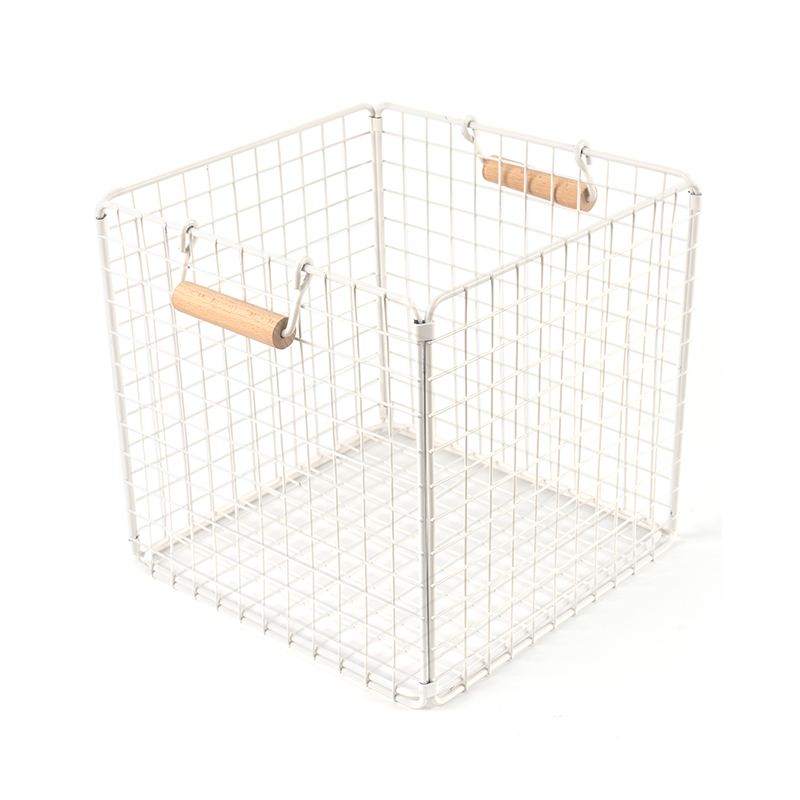 Trådförvaringskorgar med trähandtag för skafferi