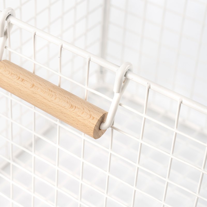 Trådförvaringskorgar med trähandtag för skafferi