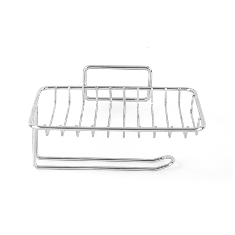 Keramisk tvålkopp med självdränering och stativ i rostfritt stål