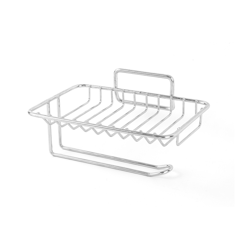 Keramisk tvålkopp med självdränering och stativ i rostfritt stål