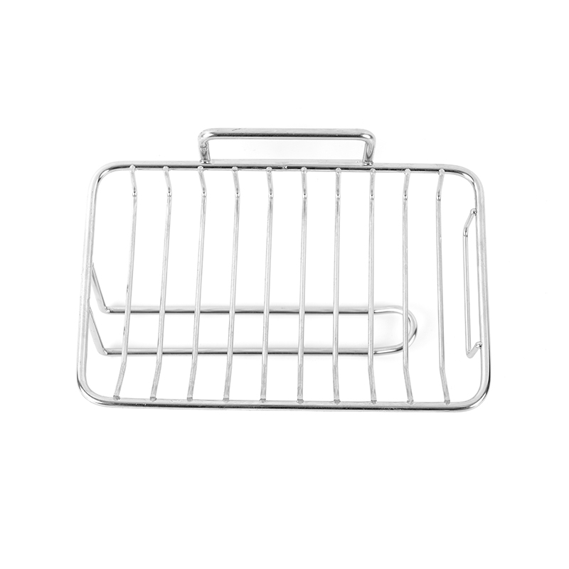 Keramisk tvålkopp med självdränering och stativ i rostfritt stål