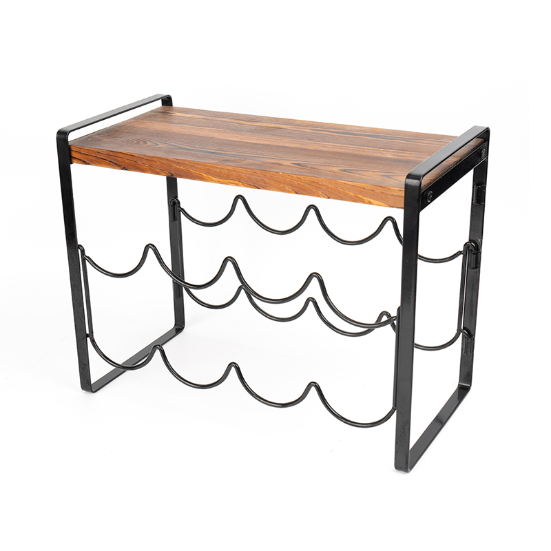 Rustik trä bänkskiva vinställ flaskor behöver ingen montering