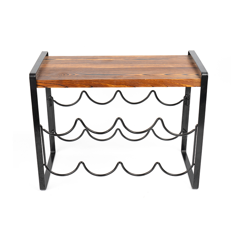 Rustik trä bänkskiva vinställ flaskor behöver ingen montering