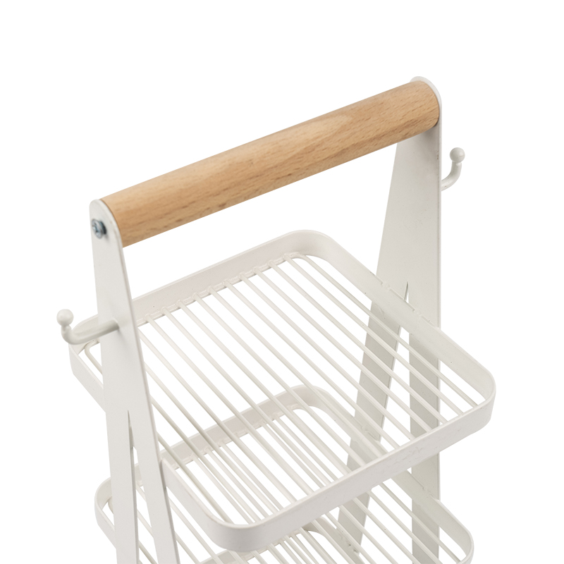 bärbar förvaringskorg 3 lagers trähandtag