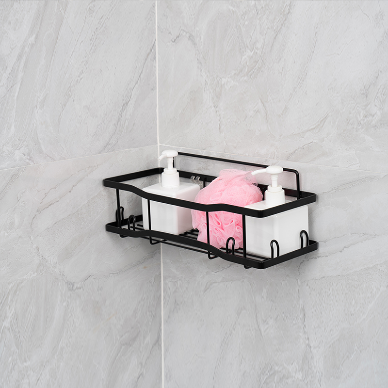 Väggmonterad metalltrådsförvaringskorg för kök och badrum