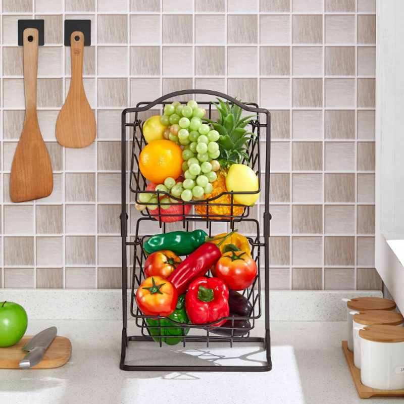 2-lagers fruktkorg i metall för köksbänk