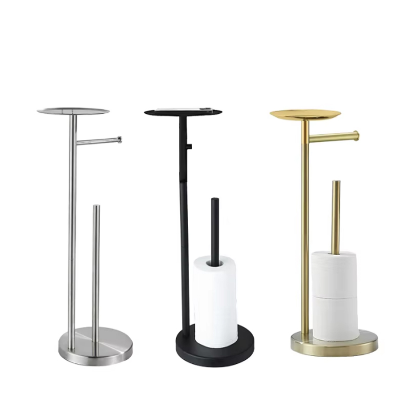 Fristående toalettpappershållare med förvaringshylla