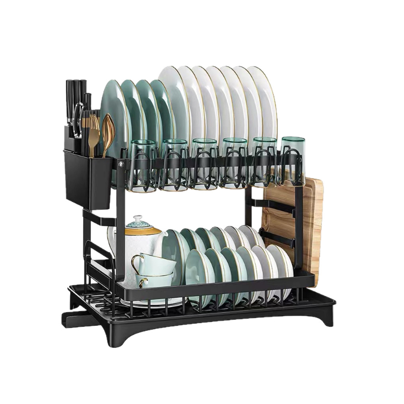 2-vånings torkställ i rostfritt stål med avloppsbräda